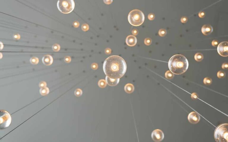 light bulbs hanging from wall
