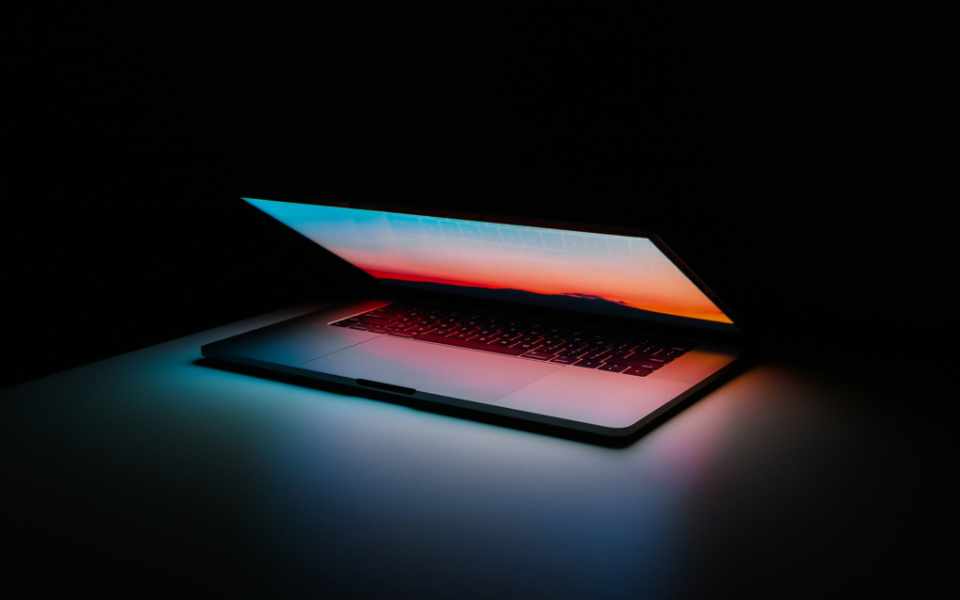 laptop computer in the dark